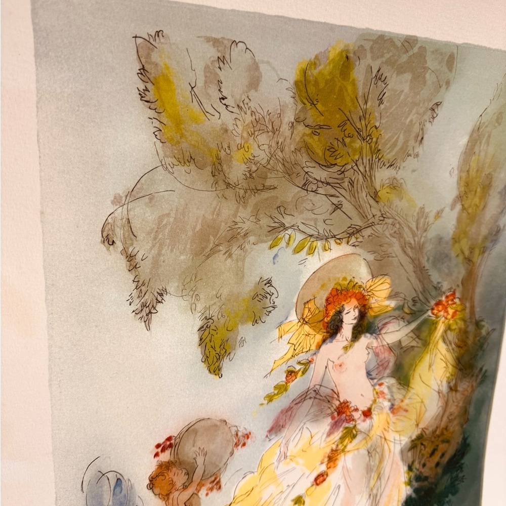 VTG original lithograph “Nymph and Young Satyr” Amandine Doré Elegant numbered - Picture 6 of 7